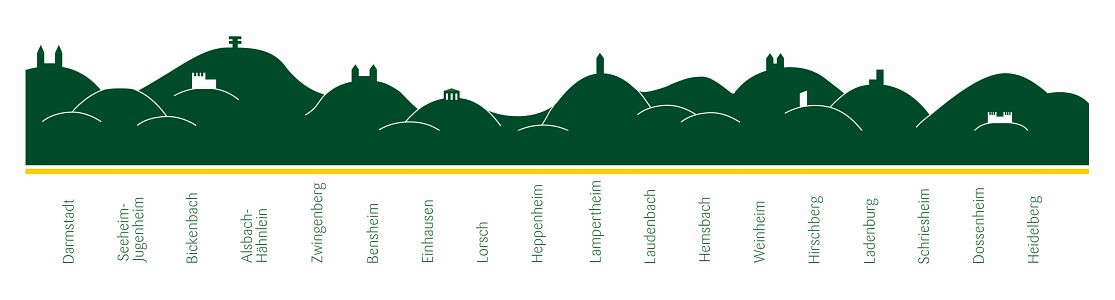 Die 18 Mitgliedskommunen des Tourismusservice Bergstraße